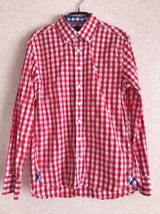 Tommy Hilfiger ギンガムチェックシャツ 赤 Custom Fit S大きめ/トミー・ヒルフィガー　レッド