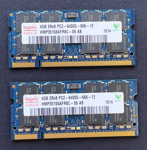 ◆hynix PC2-6400S DDR2 SO-DIMM◆4GBx2枚