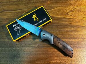 【1円スタート】BROWNING Stainless steel knife ブローニングステンレススチール折りたたみ式ナイフ