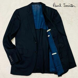 Paul Smith ポールスミス テーラードジャケット シルク混 世界地図 2B M 背抜き 美品 黒 ブラック 裏地総柄