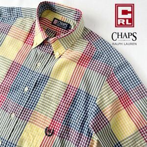 (美品) チャップス ラルフローレン CHAPS RALPH LAUREN ボタンダウン チェック柄 半袖シャツ M マルチカラー シャツ