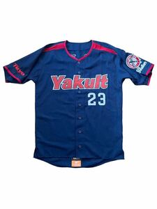 ●●DESCENTE x BEAMS Tokyo Yakult Swallows デサント ビームス ヤクルトスワローズ 23番 青木選手 ベースボールシャツ F 紺ネービー●●