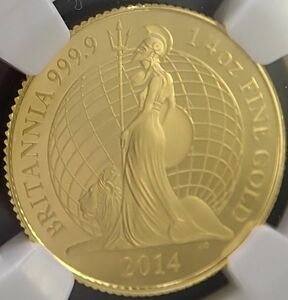 【最高鑑定！奇跡の初期鋳造 金貨】ブリタニア 最大人気の2014年銘 イギリス ウナ ライオン エリザベス 25￡ プルーフ PF70UC NGC PCGS