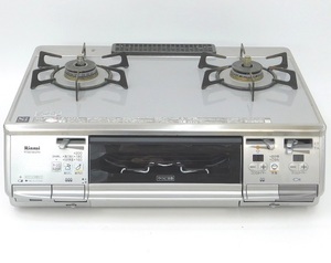 M027Mちょる☆Rinnai リンナイ ガステーブル RTS61WKRN-L 都市ガス 12A-13A 2012年製 両面焼きグリル ガラスコート ガスコンロ