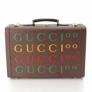 【グッチ】Gucci　100周年記念コレクション レザー アタッシュ スーツケース トランク 611642 ブラウン 【中古】【正規品保証】205969