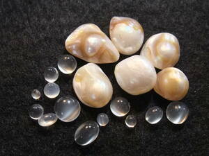 自然色マベブリック型淡水真珠 pearl ナチュラル&moonstoneムーンストーンカボッションセット☆　4　まとめて色々たくさん同梱可能 524-2