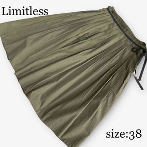 リミットレス limitlessプリーツスカート サイズ38 【10】カーキフレアースカート 