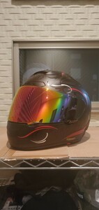 SHOEI X-TWELVEピンストカスタム！サイズL、ミラーシールド付！左右非対称、内装新品。スペア、イベントに。X-12、X-14、X-15、ショウエイ