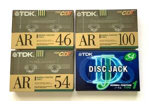 0509-4 未開封 TDK カセットテープ4本（AR-46:1本、AR-54:1本、AR-100:1本、DISK JACK-54:1本）NORMAL TYPE Ⅰ