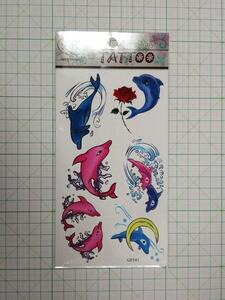 ◆ TATTOO シール タトゥー ステッカー ピンクドルフィン 海豚 イルカ 刺青 入墨 ◆