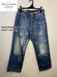 ■ABERCROMBIE & FITCH■00257アバクロ　VINTAGEダメージBOROジーンズ:W28☆BH-769