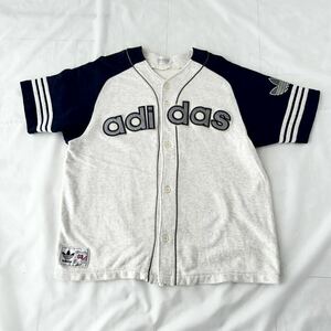 デサント 80s 90s adidas ベースボールシャツ スウェット 半袖 トレフォイル ビッグロゴ ビンテージ （ 80年代 90年代 アディダス DESCENTE