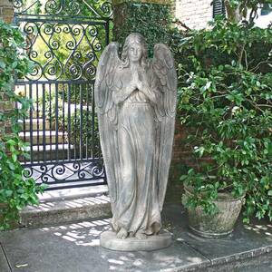 手を合わせて祈る天使像　キリスト教墓地風石像風天使彫刻モニュメント屋外対応エンジェル石像置物庭園穏やか慈悲庭外国墓石西洋彫刻