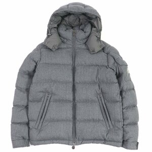 極美品□MONCLER モンクレール 19-20AW MONTGENEVRE ウール ロゴワッペン WZIP フーデッド ダウンジャケット グレー 3 正規品 メンズ