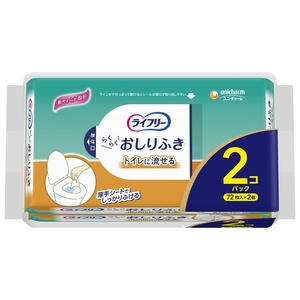 ライフリーらくらくおしりふきトイレに流せる72枚×2 × 6点