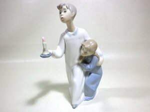 美品 LLADRO リヤドロ ナイトシャツの子供たち 陶器人形 70年代 / 真夜中の小さな騎士 キャンドルを持つ兄妹 / フィギュリン / ビンテージ