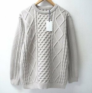 ◆CURLY&CO CURLY カーリー 20AW 新品 PROSPECT FISHERMAN SWEATER　ケーブル フィッシャーマン ニット セーター ベージュ系　サイズ2