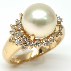 JEWELRY MAKI(ジュエリーマキ)◆K18 アコヤ本真珠/天然ダイヤモンドリング◆M 約5.8g 約8.5号 diamond パール pearl ring指輪 EE0/EE3
