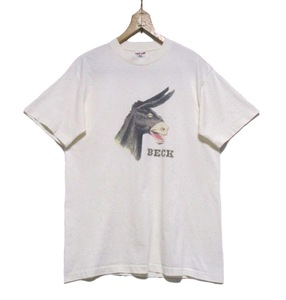 当時物 90s オリジナル Vintage MADE IN USA　BECK ODELAY Donkey Tee　ベック オディレイ ドンキー Tシャツ　ナチュラル SOF Tee L USA製