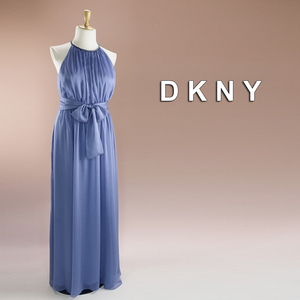 新品 DKNY 14/19号 ダナキャラン 青 ロングドレス パーティドレス 大きいサイズ 結婚式 二次会 披露宴 フォーマル 発表会 演奏会 凛54E2701