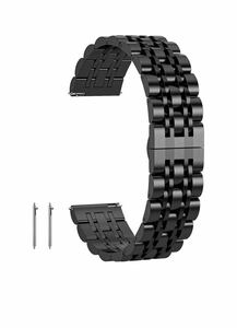 時計バンド ベルト革新版 20mm ステンレス 時計 ベルト20ミリ スマートウォッチバンド ベルト黒色