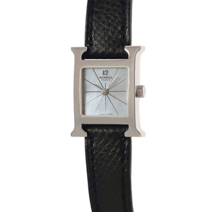 【3年保証】 エルメス Hウォッチ HH1.190 K18WG無垢 H型 四角 シェル クオーツ レディース 腕時計