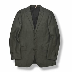 ★美品 バーバリー ブラックレーベル BURBERRY 2B シングル テーラード ジャケット M ストライプ柄 グレー 総裏地 サイドベンツ ブレザー★