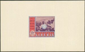 外国切手　リベリア　未使用　インパーフシートレット　1954年　国連技術援助計画　25ｃ　1種