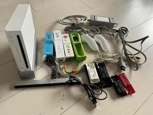 1円スタート Nintendo Wii 本体 リモコン ヌンチャク ハンドル ソフト8本付き 白 ホワイト 任天堂 ニンテンドーWii 通電確認済み