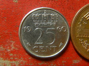 外国・オランダ／２５セント・ニッケル貨（1960年）　240509