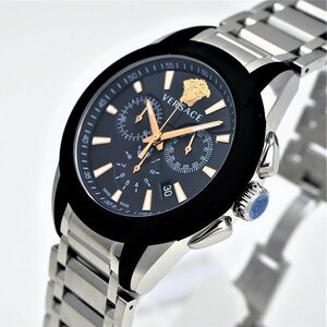 ヴェルサーチ VERSACE　メンズ腕時計　キャラクタークロノ　42mm　ブラック×シルバー　VEM800218　新品タグ付
