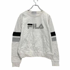 FILA ロゴ スウェット トレーナー S ホワイト グレー ブラック フィラ 裏起毛 古着卸 アメリカ仕入 a603-5848