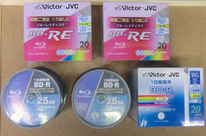 ブルーレイディスク　BD-R　BD-RE　Victor ビクター ◆ 1回録画用120枚　　繰り返し録画40枚　合計160枚