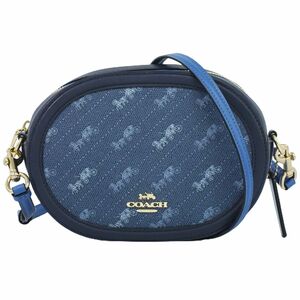 本物 コーチ COACH PVC ショルダーバッグ ポシェット ネイビー ブルー C4057 バッグ 中古