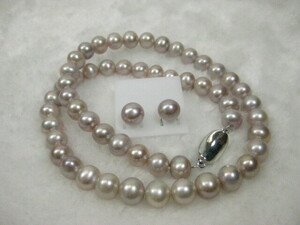 真珠の聖地　2点セット8.3mmピンク真珠ネックレス　ピアス　