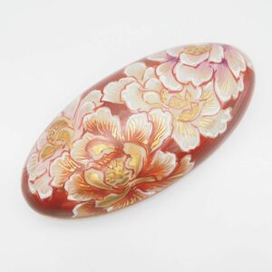 N905 九谷焼 金彩 花柄 帯留め 和装小物 陶器