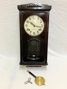 12308/精工舎 ぜんまい式 掛け時計 振り子時計 SEIKOSHA ゼンマイ 手巻き レトロ アンティーク 木製 可動品