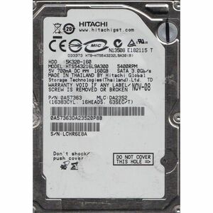 HTS543216L9A300、PN 0A57363、MLC DA2352、Hitachi 160GB SATA 2.5 ハードドライブ