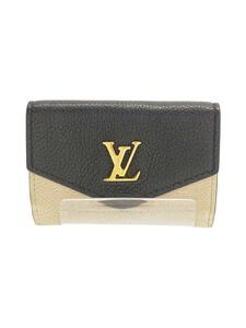 LOUIS VUITTON◆ポルト・フォイユ・ロック・ミニ_ブラック/レザー/IVO/レディース