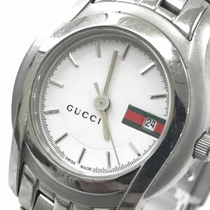 GUCCI グッチ シェリーライン 腕時計 5500L クオーツ ラウンド ホワイト シルバー シンプル ブランド おしゃれ 電池交換済 動作確認済