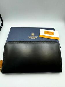 極美品　エッティンガー　長財布　ブラック　イエロー　ブライドルレザー　メンズ　二つ折り財布　コインケース　カードケース