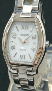 稼働品!!CITIZEN/シチズン WICCA/ウィッカ ソーラー E031-S064414 レディース ウォッチ ラメ入り文字版 腕時計 USED品＊