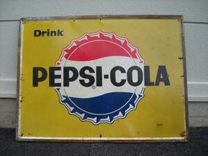 昭和初期　レトロ　PEPSI　ペプシ　コーラ　大型　看板　90×120cm　程度上　当時物　Drink PEPSI-COLA　王冠