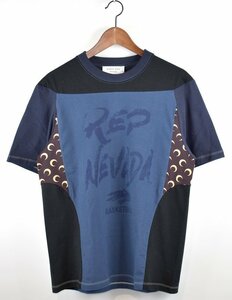 MARINE SERRE/マリーンセル　22AW　ムーンモノグラム再構築Tシャツ　MOON-PANEL GRAPHIC TEE　サイズ：M　カラー：ネイビー/ブラック