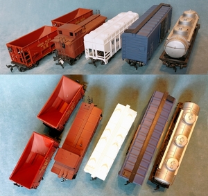 HOゲージ　アメリカの古い鉄道模型　5種類　6車輌