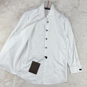 1円 良品 M~L ルイヴィトン LOUIS VUITTON 長袖シャツ ドレスシャツロゴ刺繍 モノグラムボタン 装飾 カフス メンズホワイト37