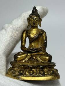 中国美術　古銅　金銅　銅瀏金　仏像　釋迦摩尼　