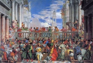 【フルサイズ版】パオロ・ヴェロネーゼ カナの婚礼 1562年 ルーヴル美術館 壁紙ポスター 603×405mm はがせるシール式 001S2