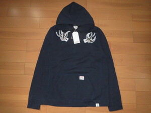 送料無料発送 超レア ベドウィン CHOOSE×BEDWIN スワローフーディー CHOOSE 25th Aniv.L/S HOODED SWEAT MADE IN USA 4 XL 正規 超美品 紺