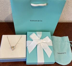 新品 正規品 ティファニー tiffany&co ネックレス オープンハート リボン k18 シルバー ケース巾着紙袋リボンラッピング 箱付き ハート